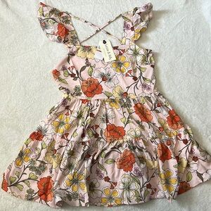 NWT BOG Collective Lottie & Holly Flutter Sleeve Blush Rush Floral Mini Dress